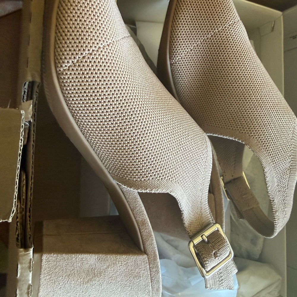 Style & Co. Beige Knit Block Heel Slingback